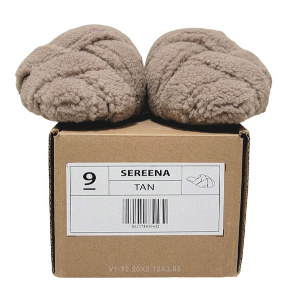 Journee Collection Women Sereena Woven Mule Slippers Size US 9M Tan Faux Fur - Picture 4 of 4